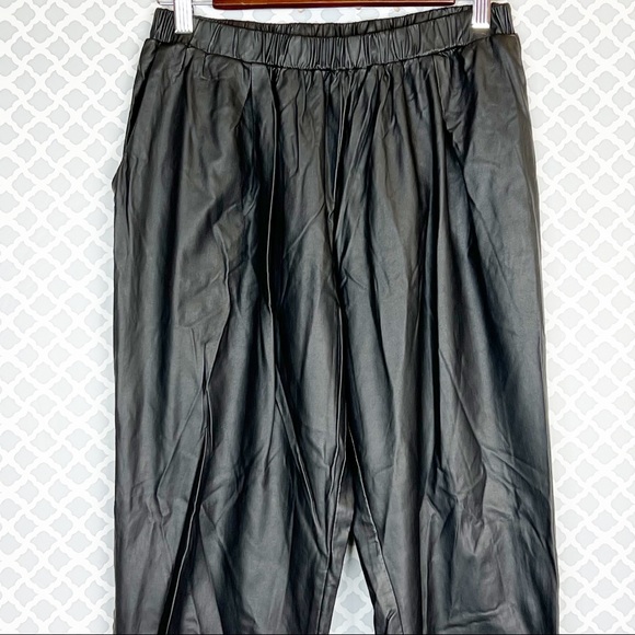 EUC UO Sparkle & Fade Black Faux Leather Joggers - Picture 3 of 10